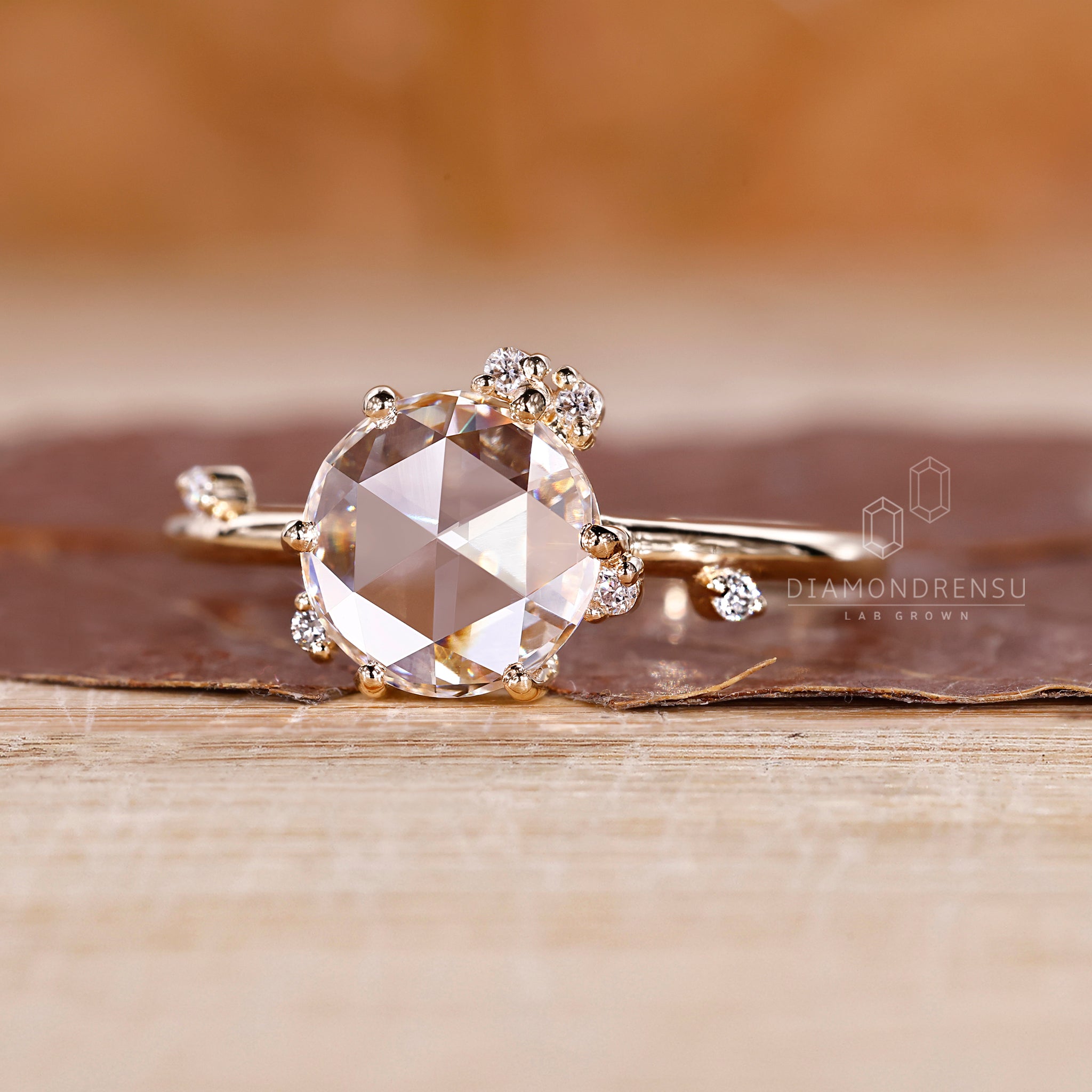 7 stone diamond cluster ring with prong setting.