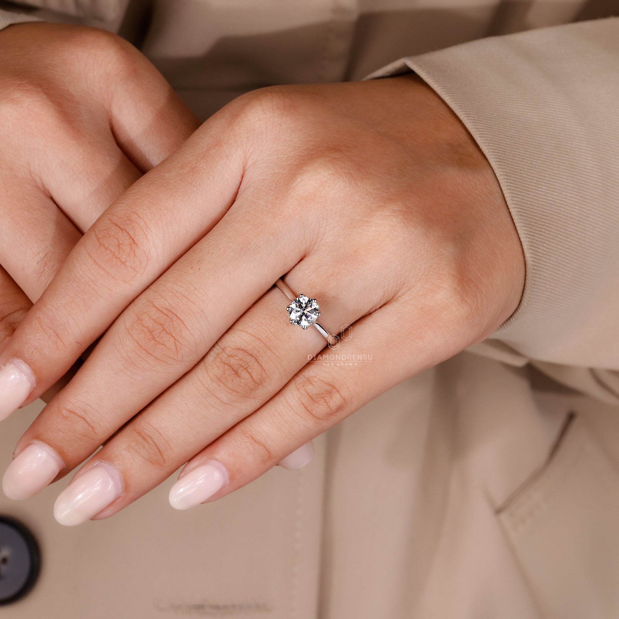 Classic 6 prong engagement ring in white gold