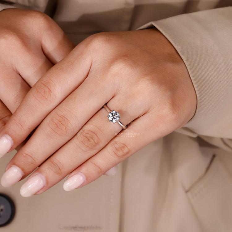 Classic 6 prong engagement ring in white gold