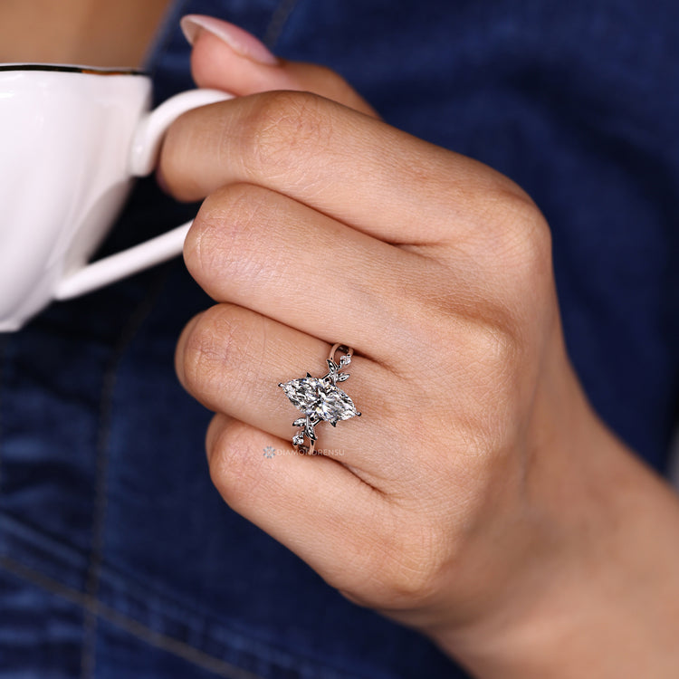 Lab grown diamond ring with hidden halo style.