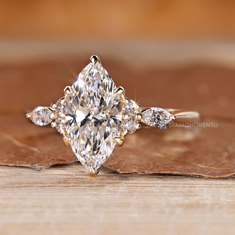 Marquise Engagement Ring In Tapered Shank