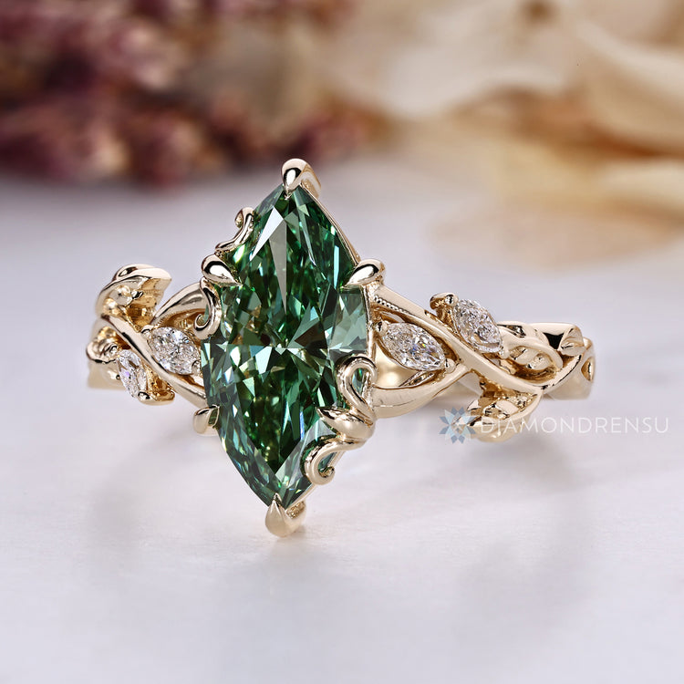 Lab grown diamond ring with claw prong setting.