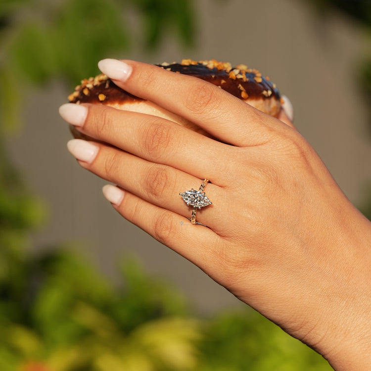 Handmade solitaire ring with sunflower design.