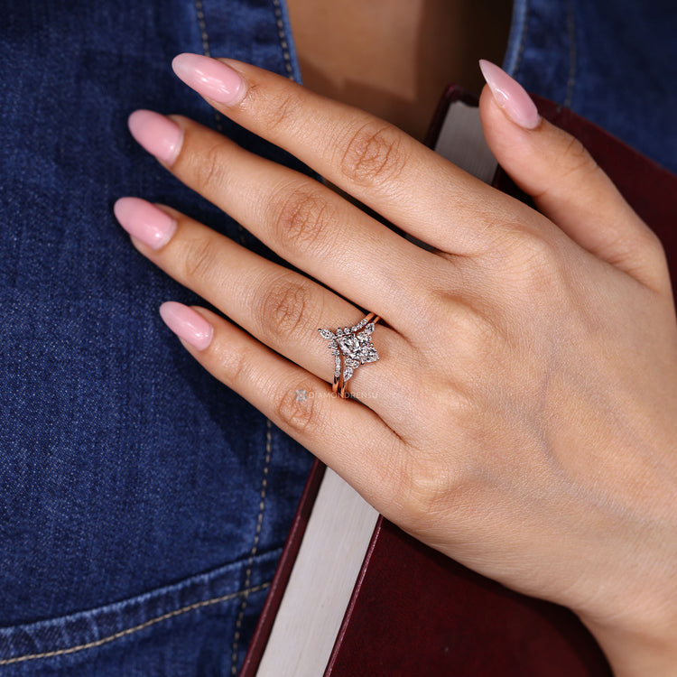Seven stone style ring with six claw prong setting.