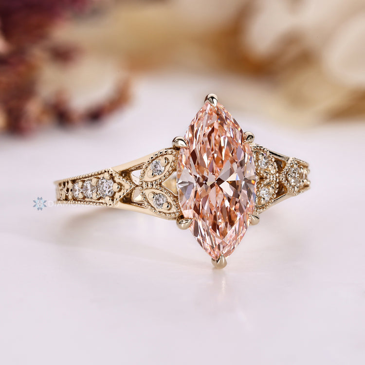 Lab grown diamond ring with tapered shank.