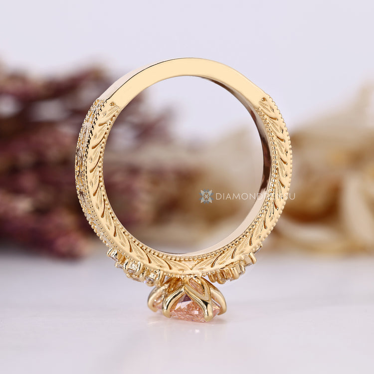 Handmade lab grown diamond ring with cluster setting.