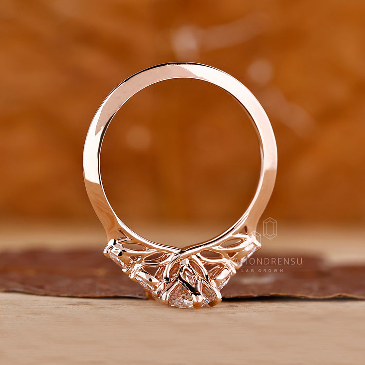 IGI certified marquise ring with six claw prong design.
