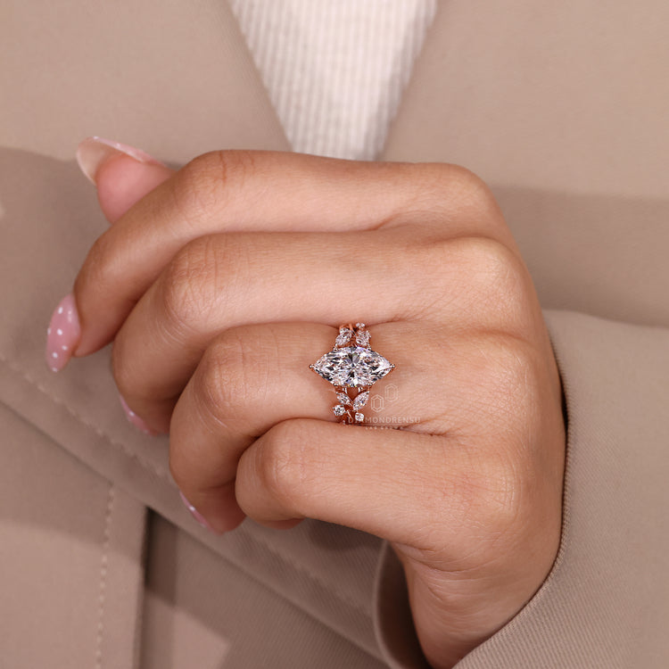 IGI certified marquise ring with six prong setting