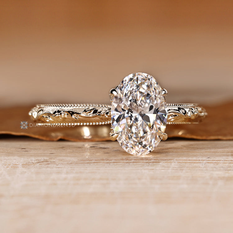 IGI certified oval cut diamond solitaire ring.