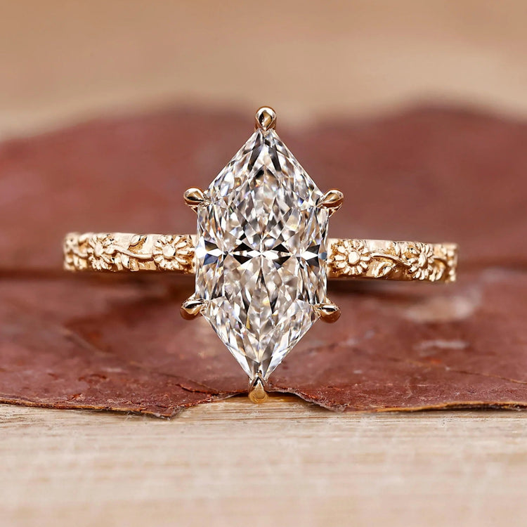 Dutch Marquise Diamond Ring In Nature Inspired Style