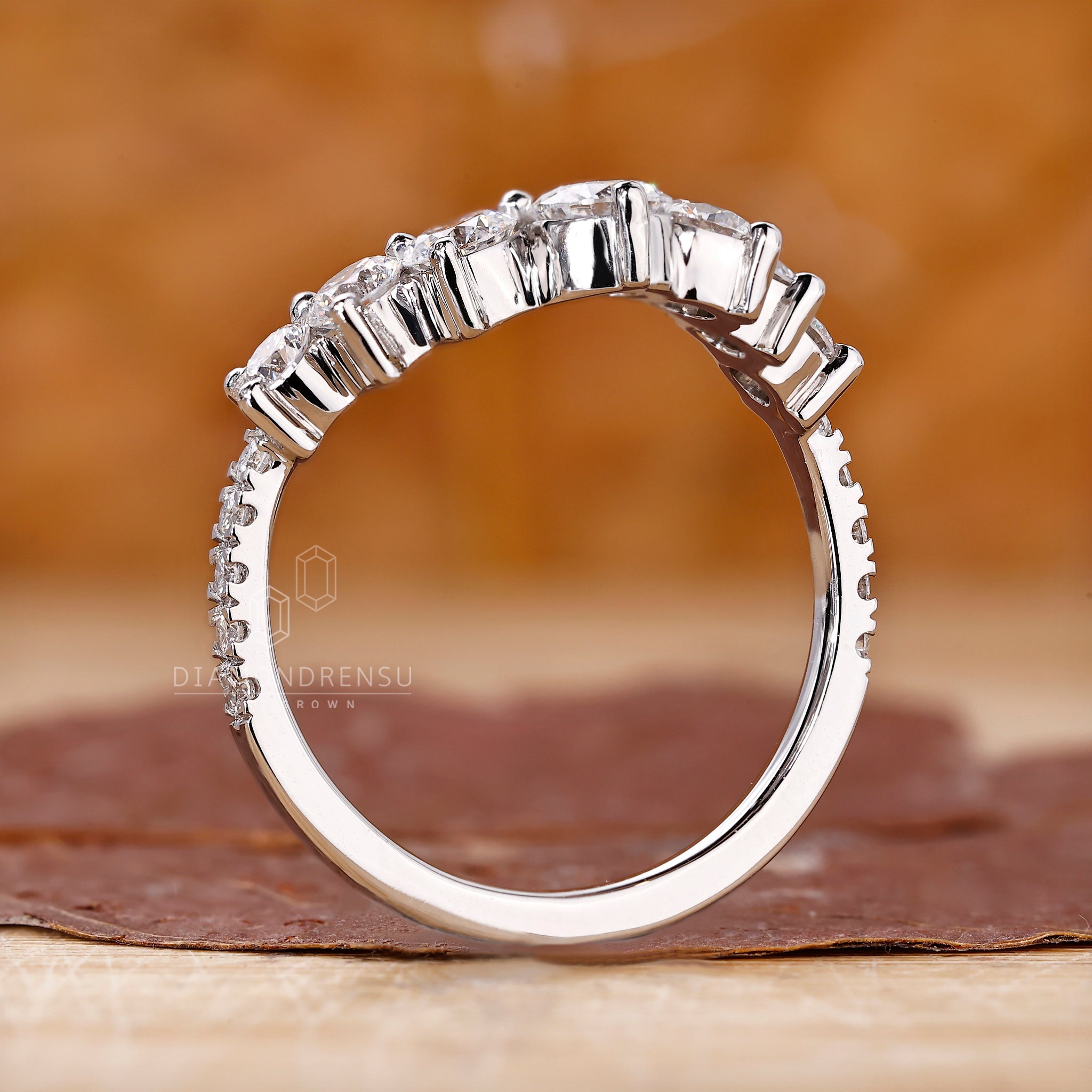 Lab Grown Diamond wedding band set in a half eternity design.