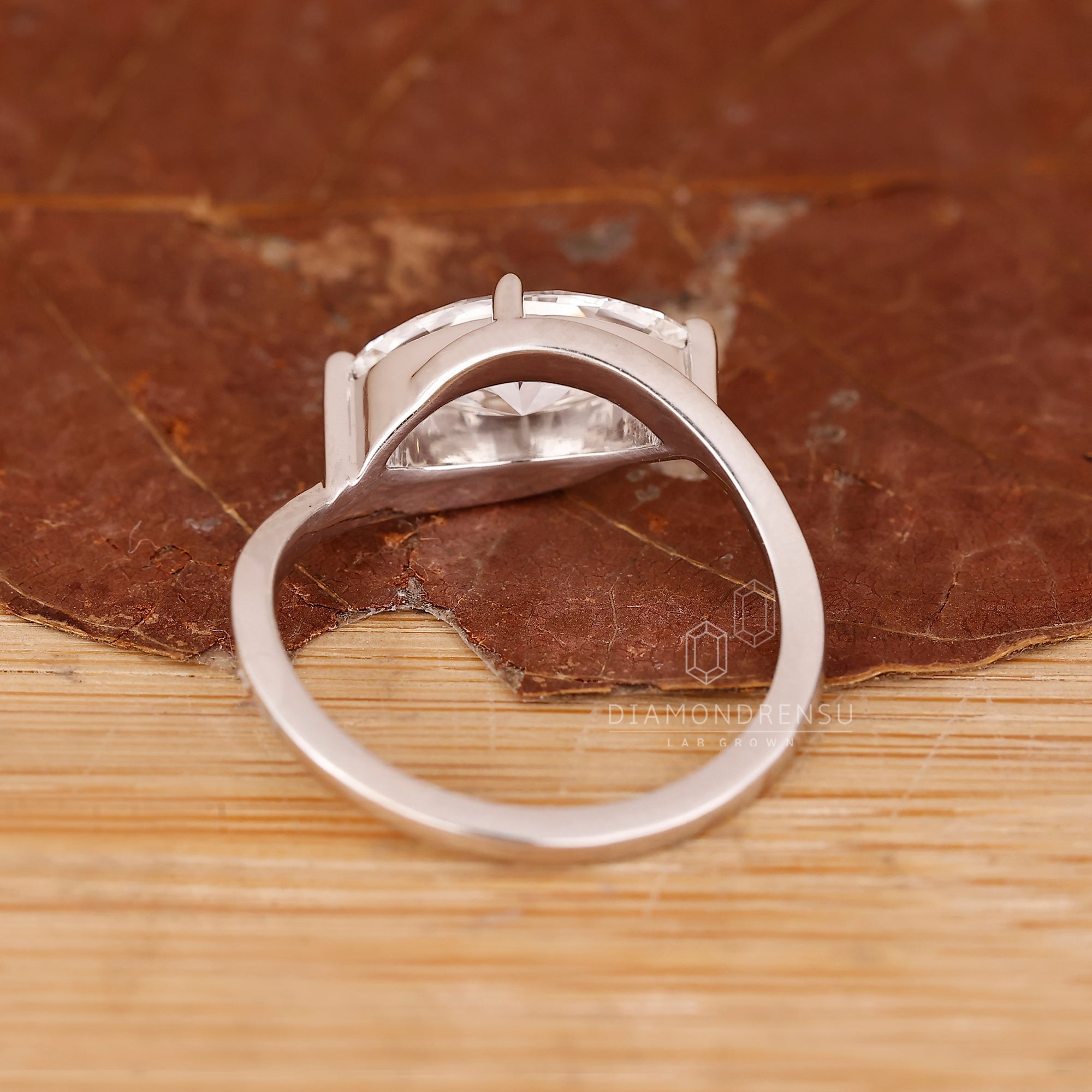 Lab Grown Diamond in an east to west marquise ring.
