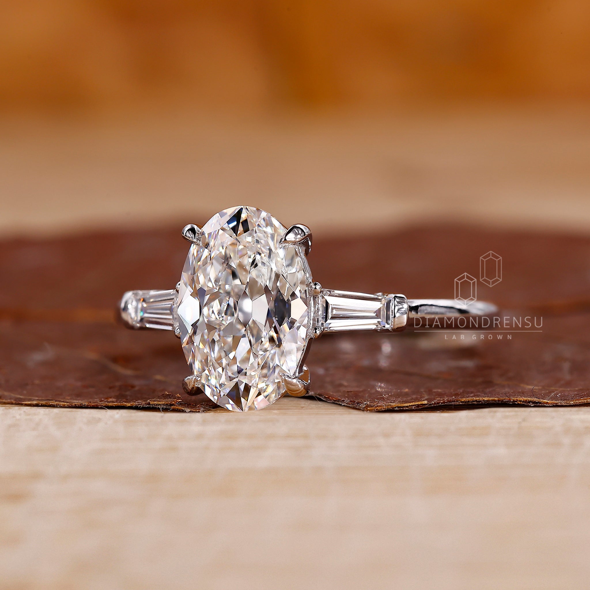 White gold ring with lab grown old European cut diamond