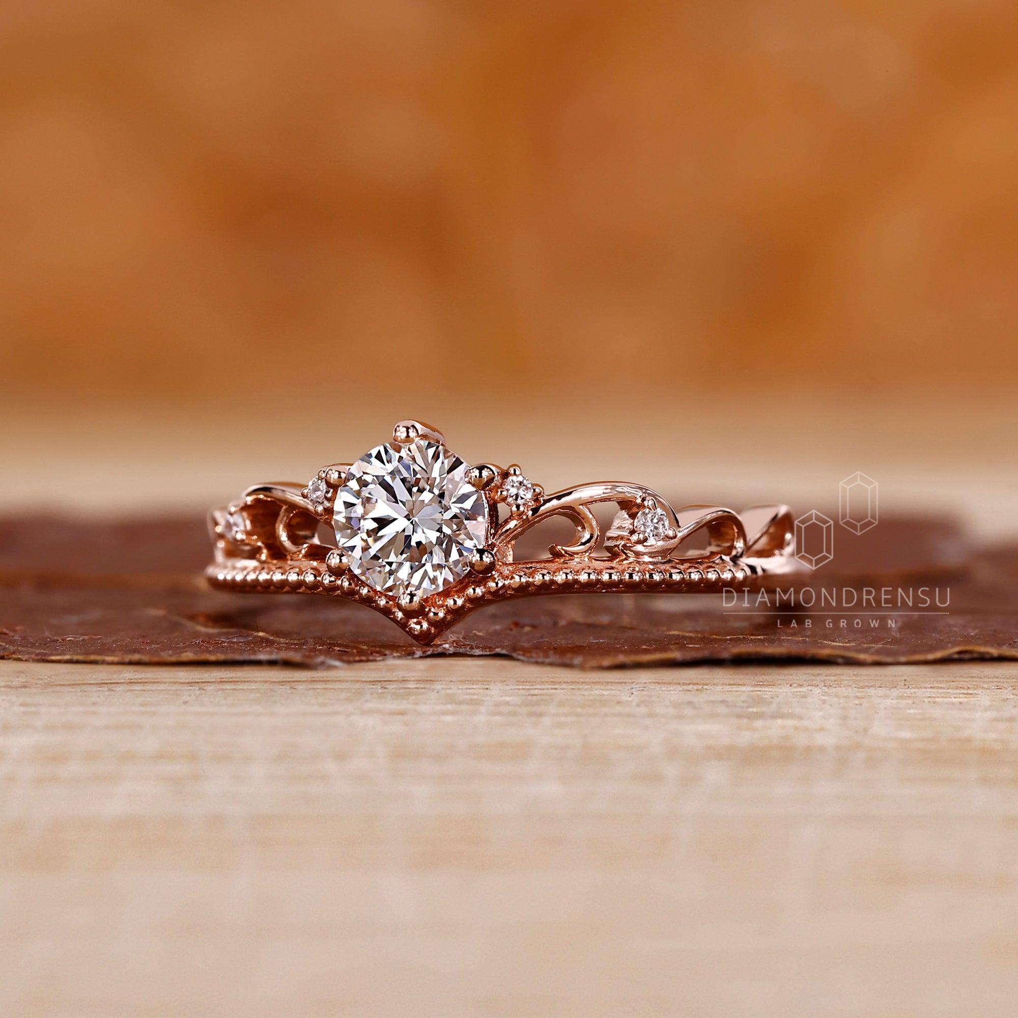 Cluster setting ring crafted in rose gold.
