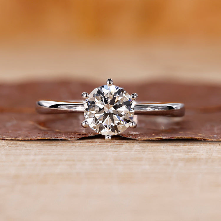 6 prong round cut diamond engagement ring