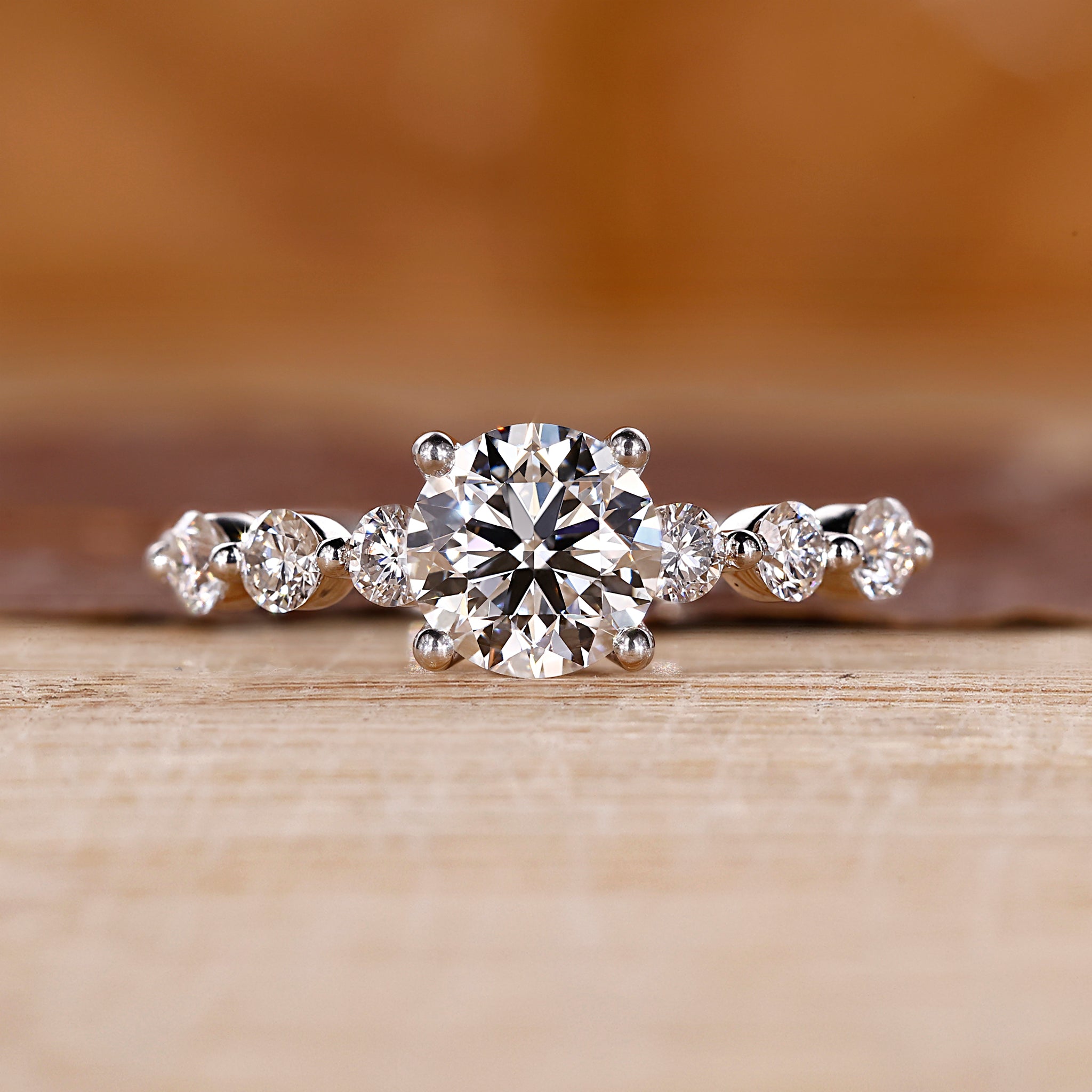 Seven stone diamond ring in white gold