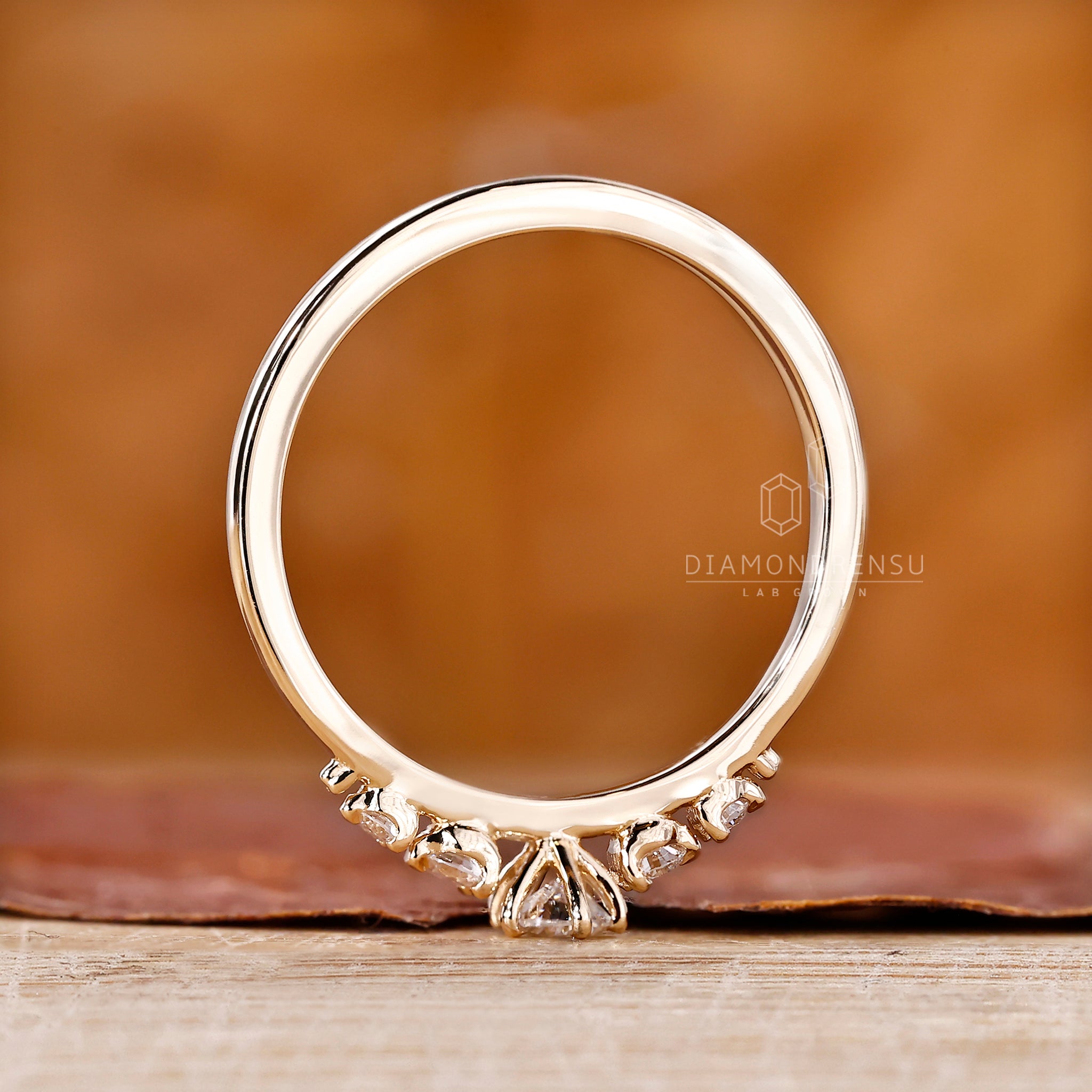 Handmade 5 stone diamond ring with pear center