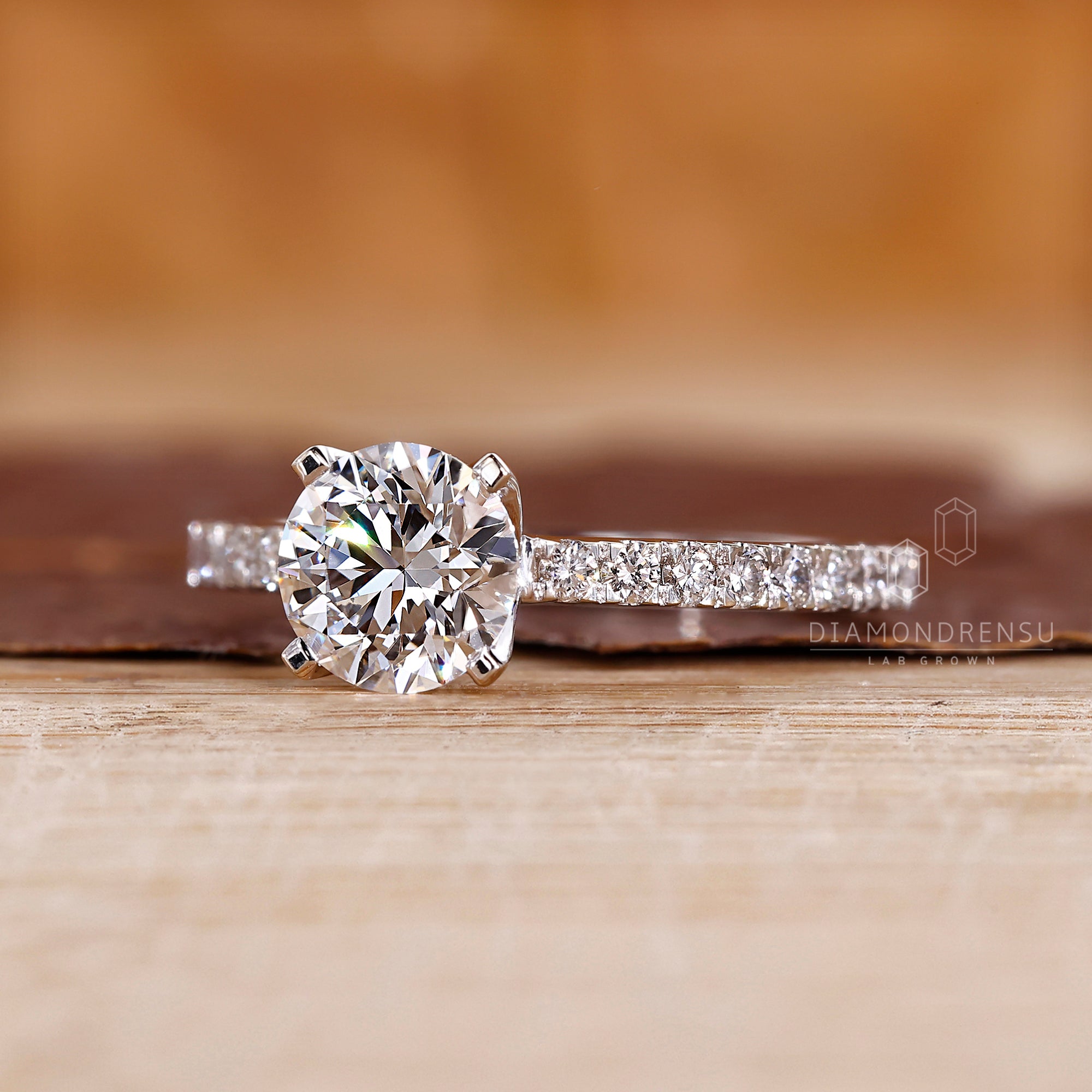 Pave setting ring with lab grown diamond.
