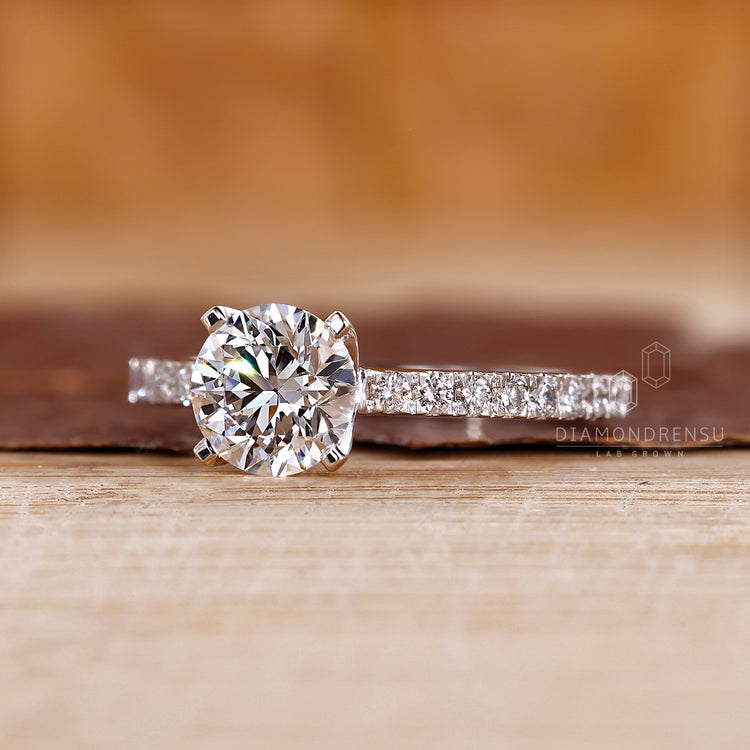 Pave setting ring with lab grown diamond.
