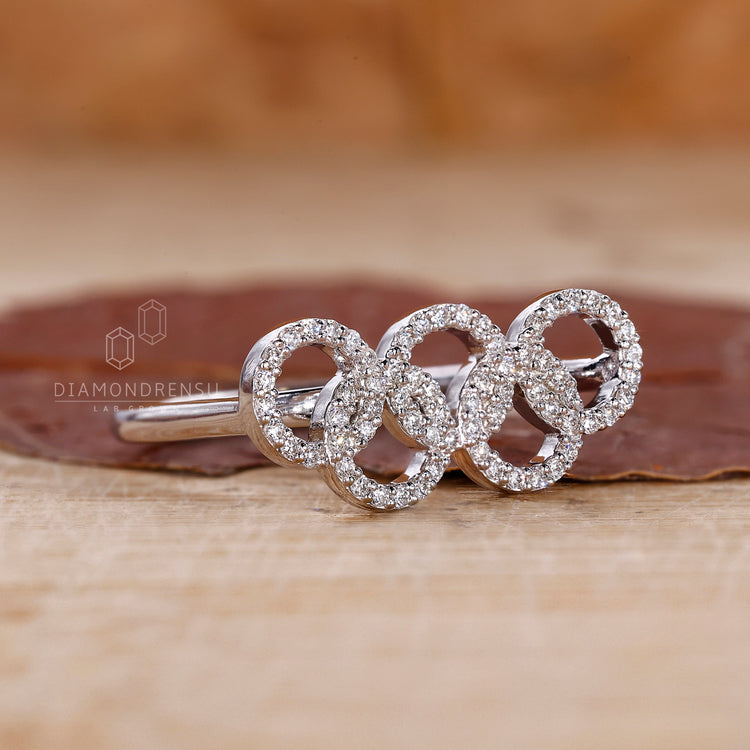 Circle Shaped Ring made with lab grown diamond stones.