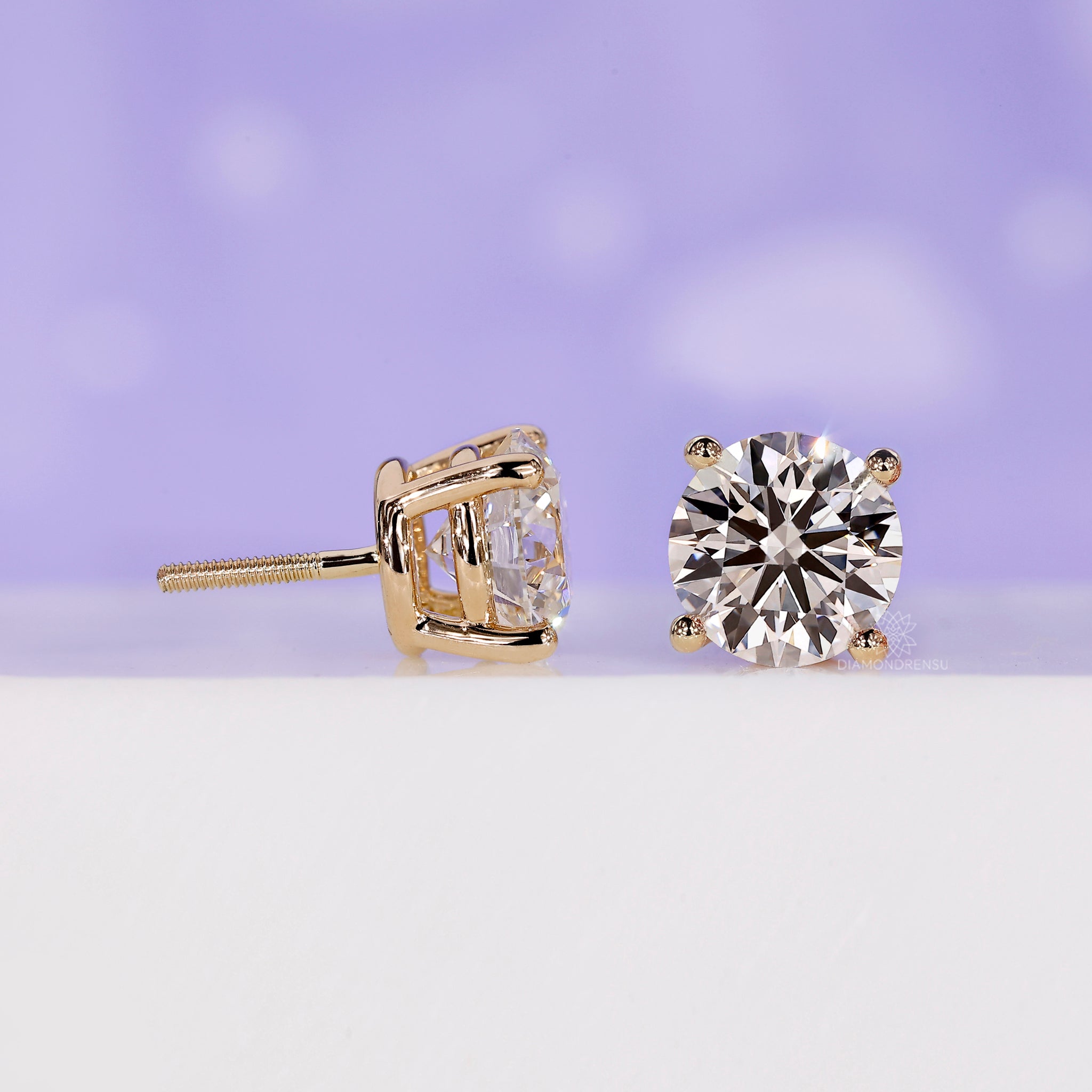 Lab grown diamond earrings with screw back.
