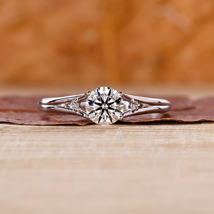 Split Shank Engagement Ring with round diamond center.
