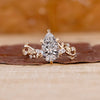 Nature Inspired Engagement Ring made in yellow gold setting.