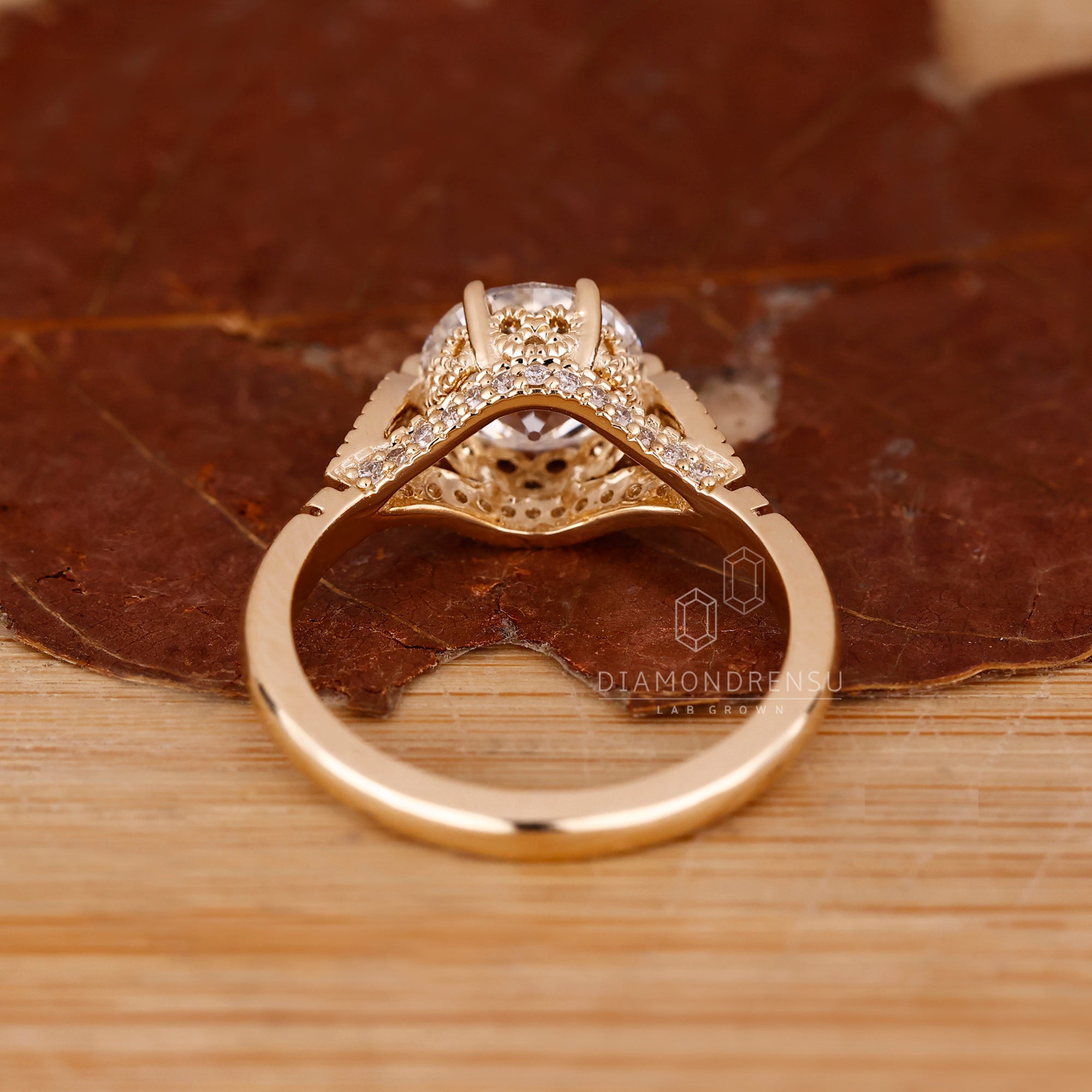 UK engagement ring with custom vintage details.
