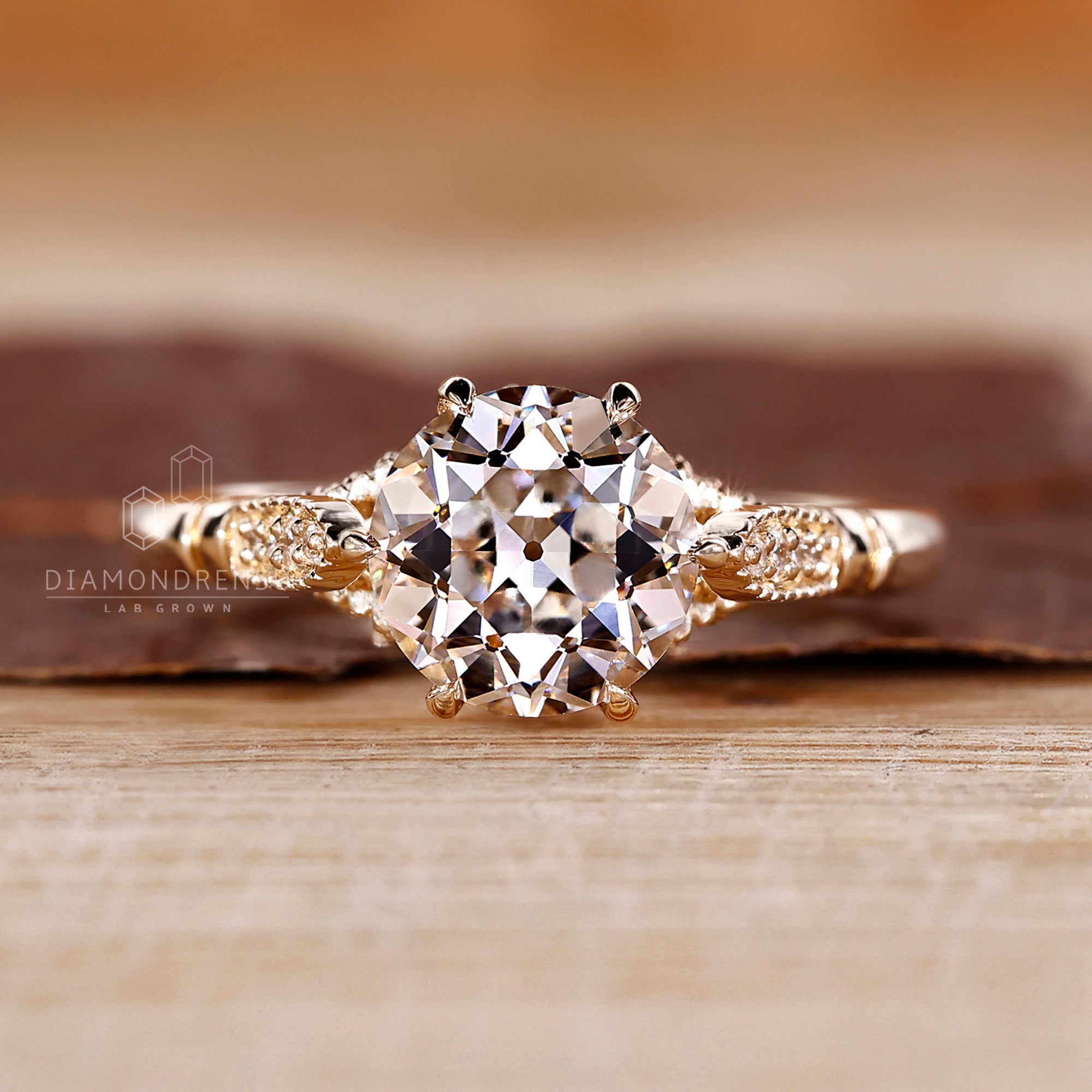 Cathedral setting ring featuring bridge accent style.
