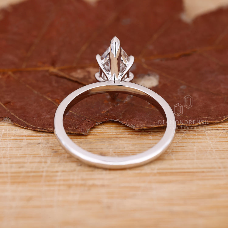 White Gold engagement ring made with lab grown hexagon diamond.