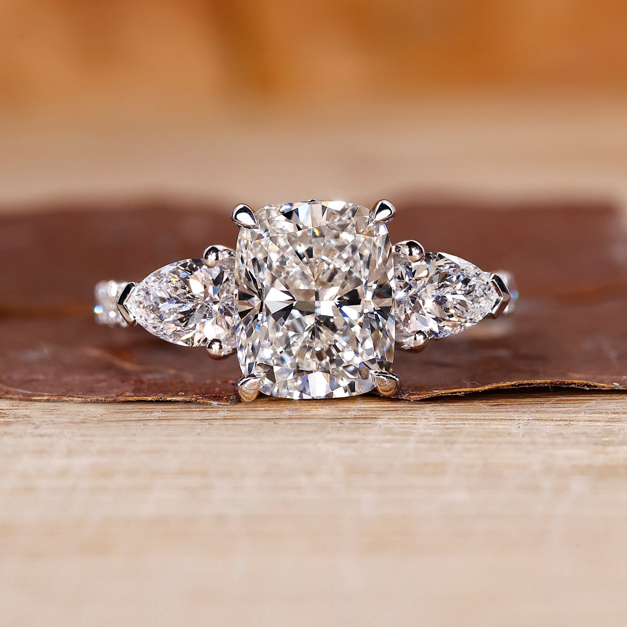 Cushion Diamond Ring made using white gold metal.
