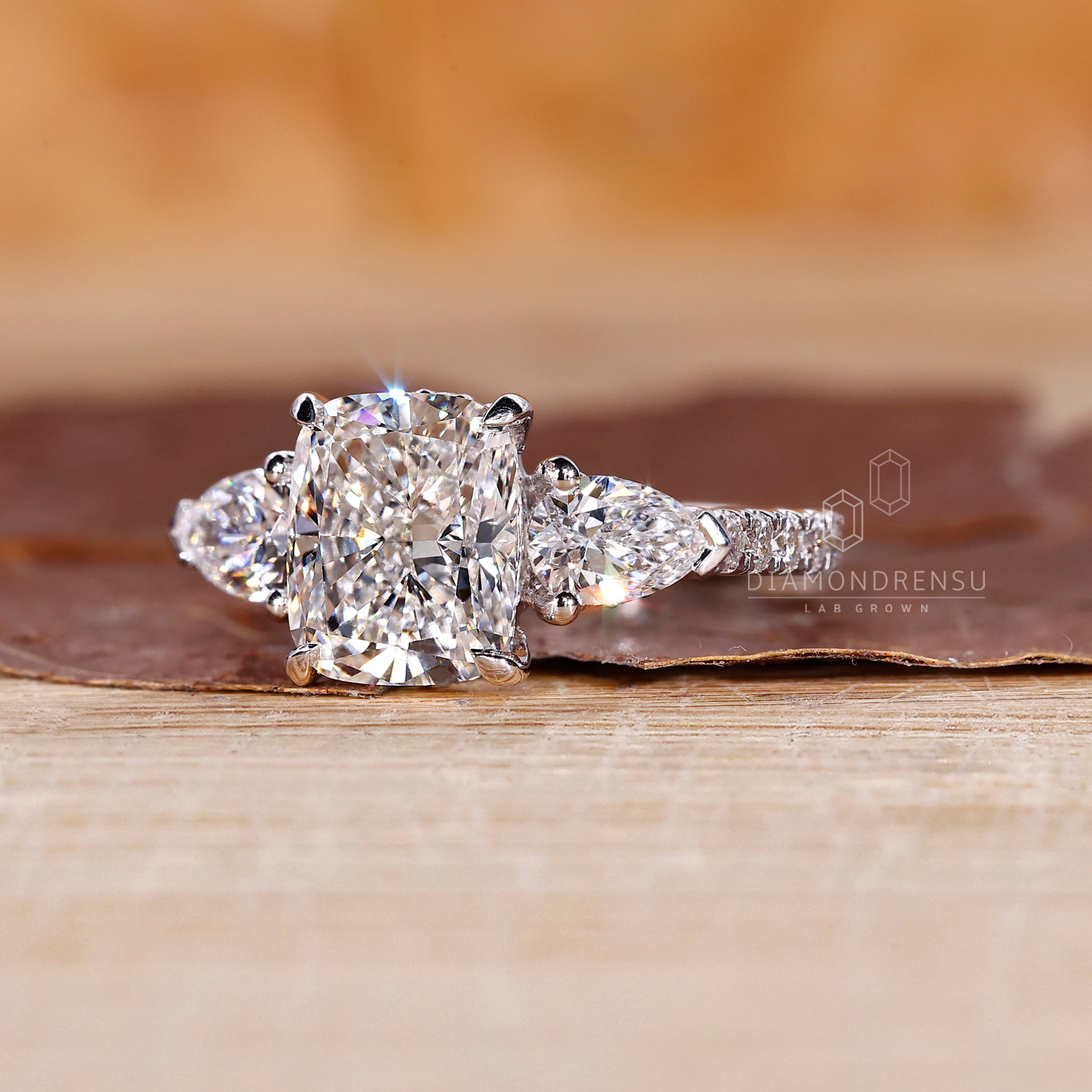 4 Claw Prong Ring holds the cushion diamond tightly.