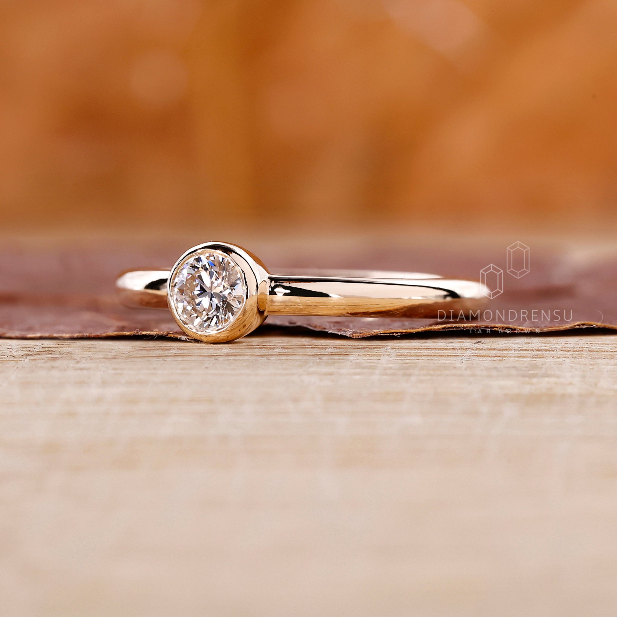 Minimalist engagement ring made in lab grown diamond ring.
