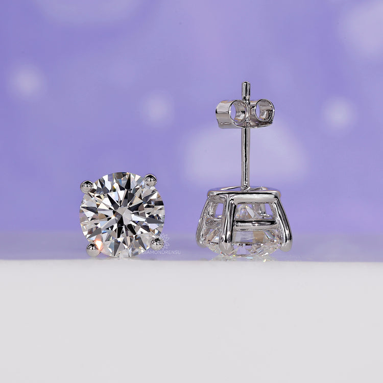 Stud earrings with lab grown diamonds.