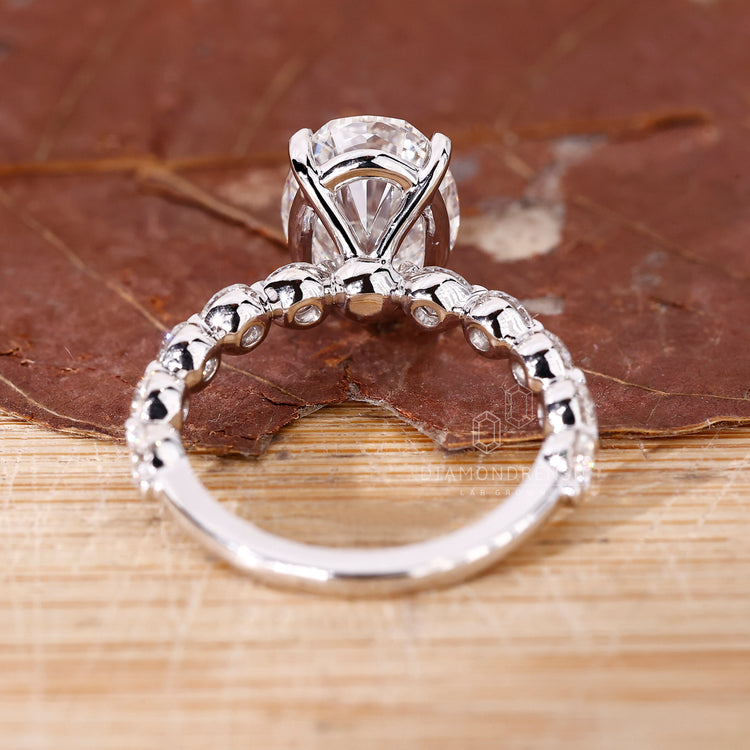 Unique engagement ring created using oval cut.
