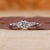 Three stone engagement ring with sparkling round cut diamonds.
