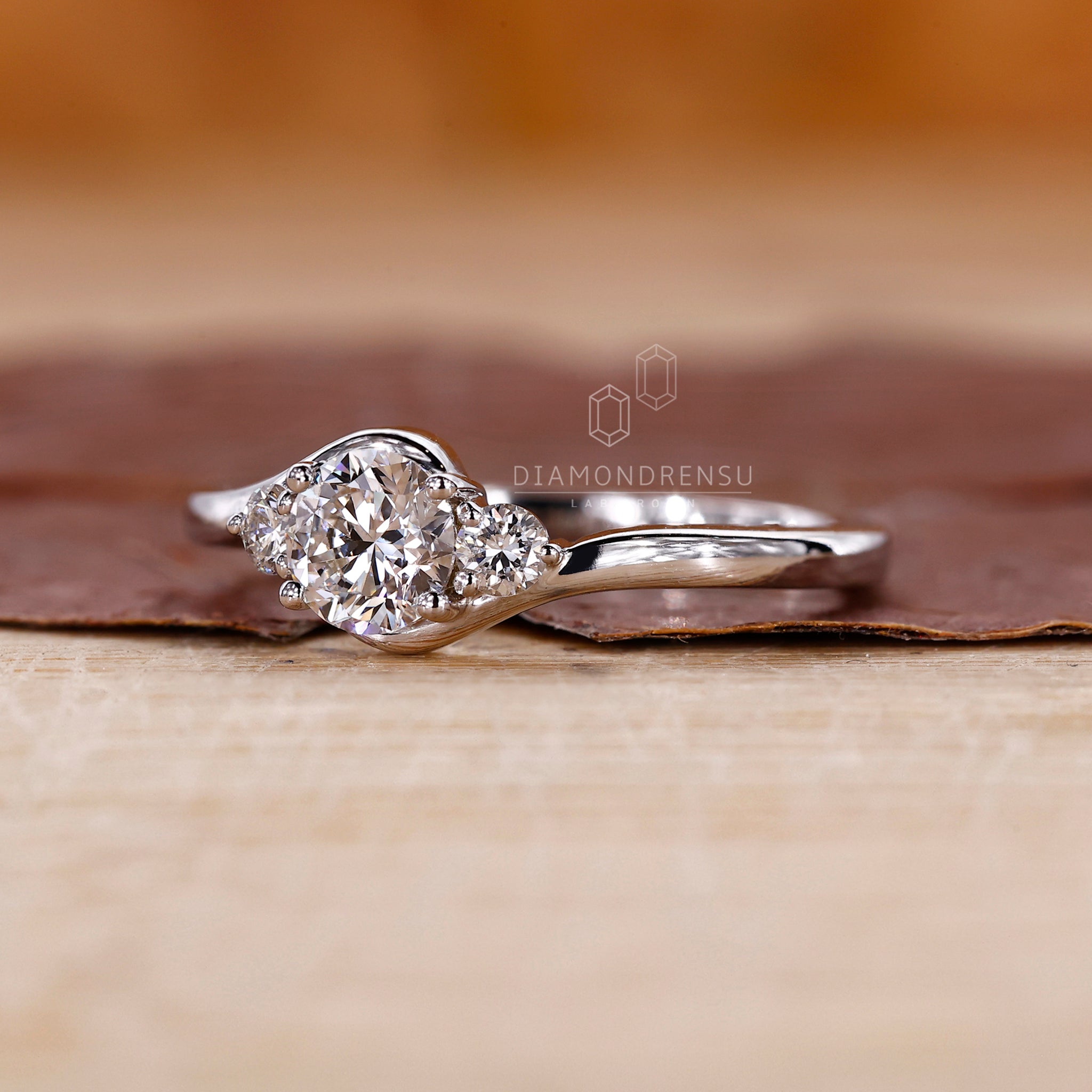 Lab grown diamond set in a sleek white gold ring.
