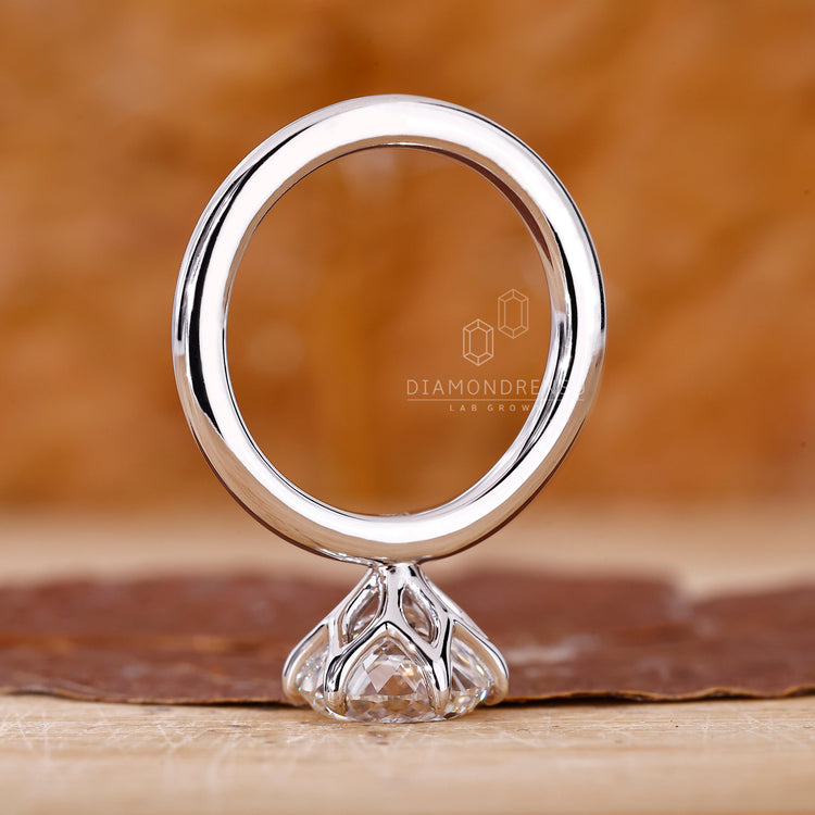 Tulip Ring designed with lab grown Portuguese cut diamond.