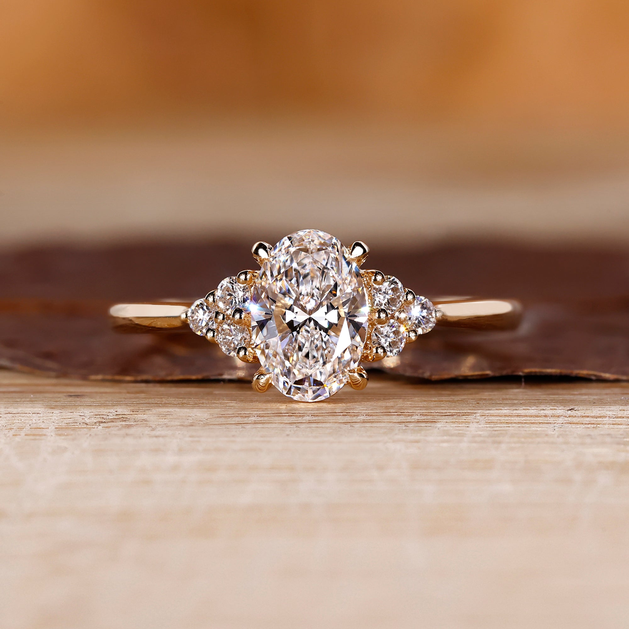 Oval cut diamond engagement ring with elegant sparkle.
