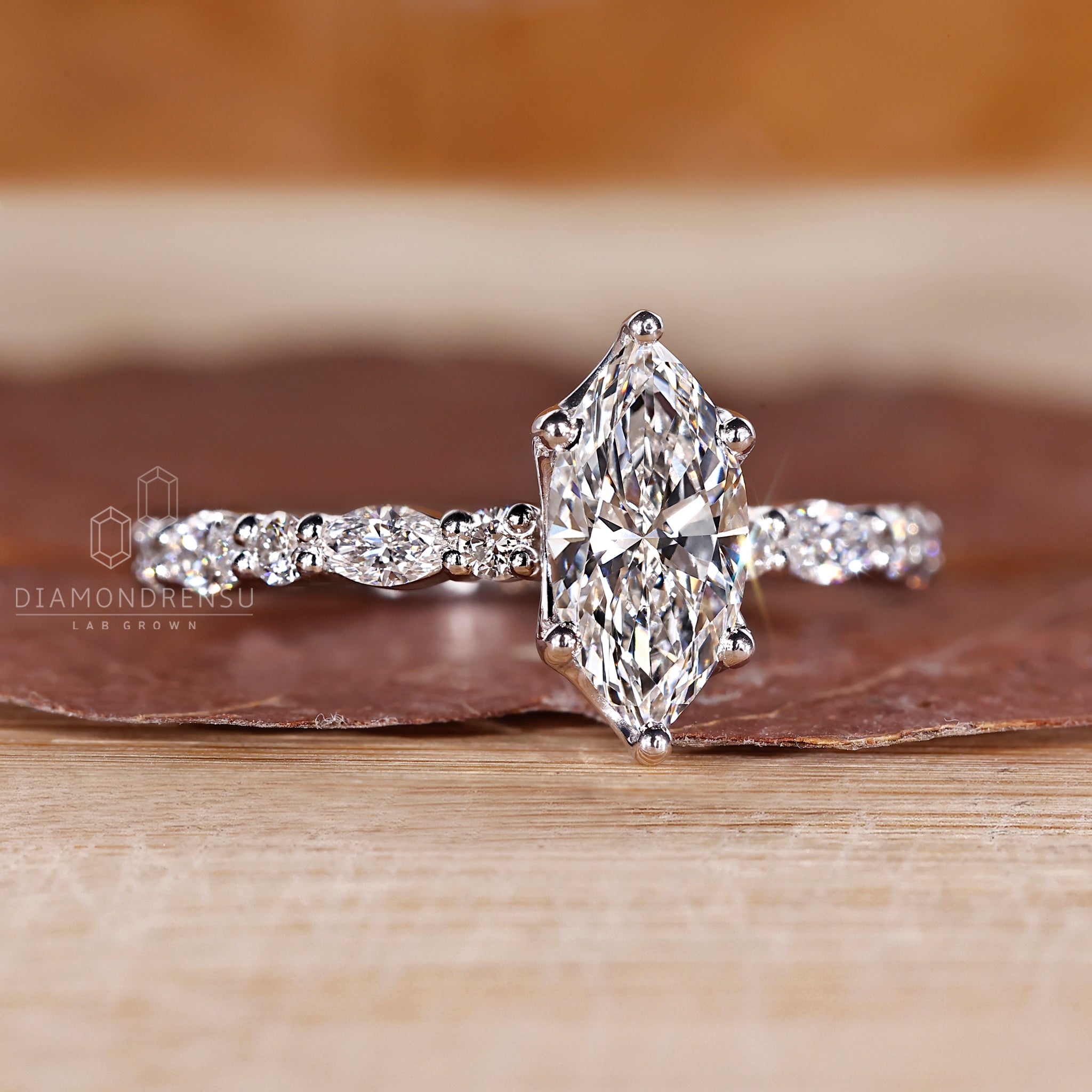 Pave diamond ring crafted in white gold.
