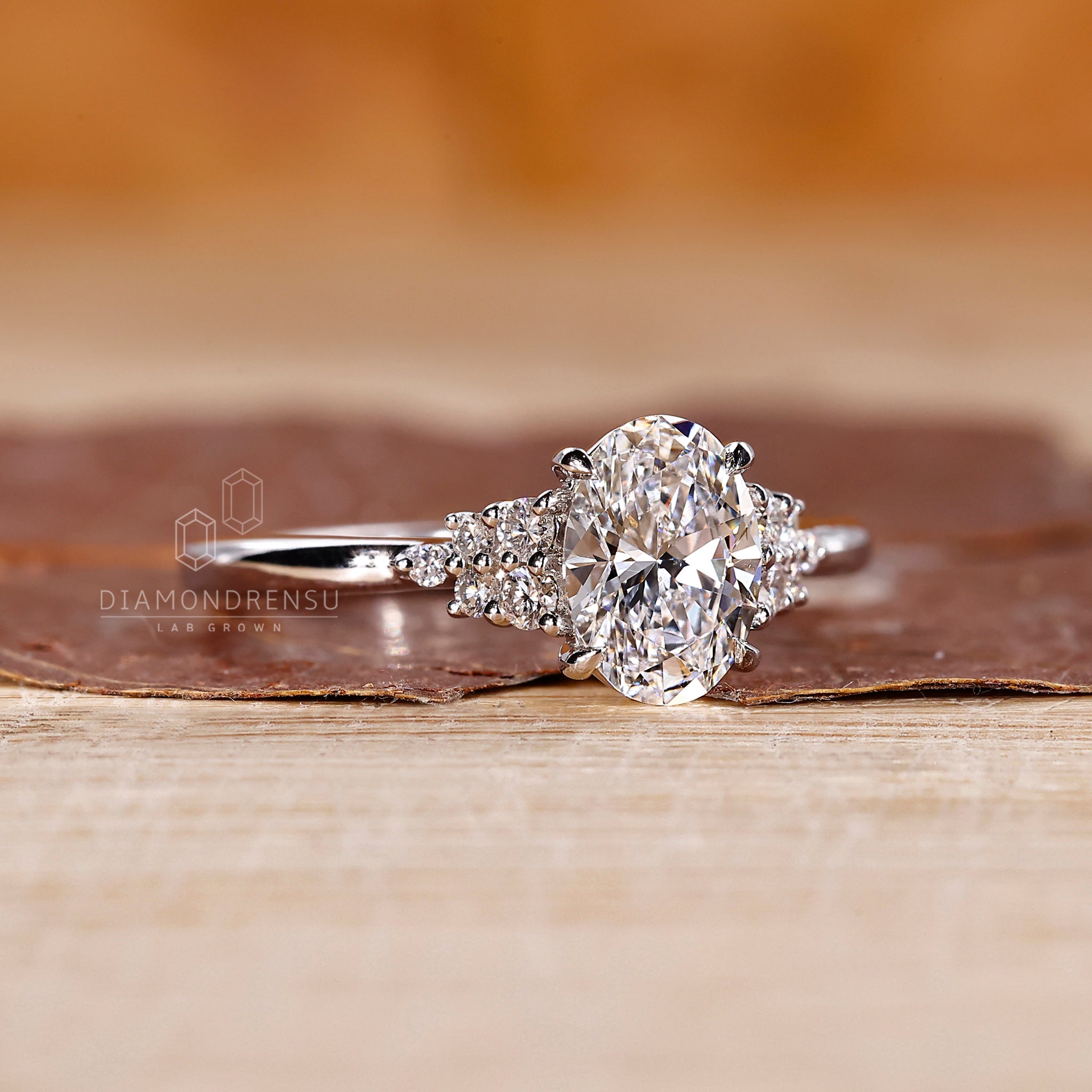 Prong set round diamond ring in white gold