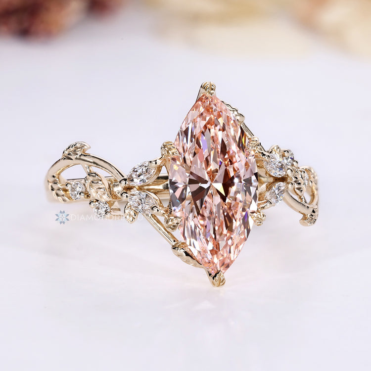 IGI certified marquise diamond ring with round side stones.