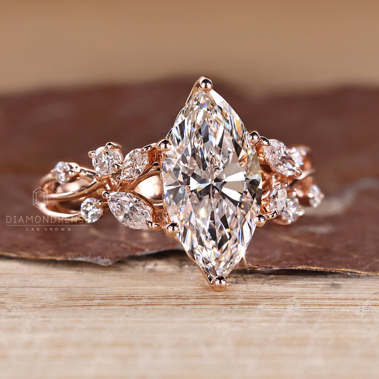 Lab grown diamond ring with cathedral setting