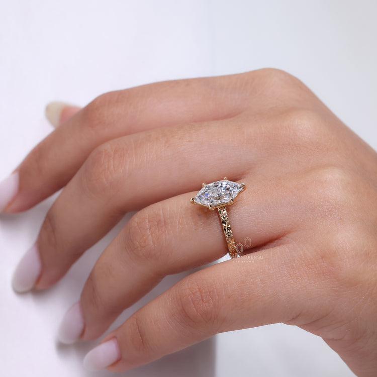 Dutch marquise ring with six claw prong setting.