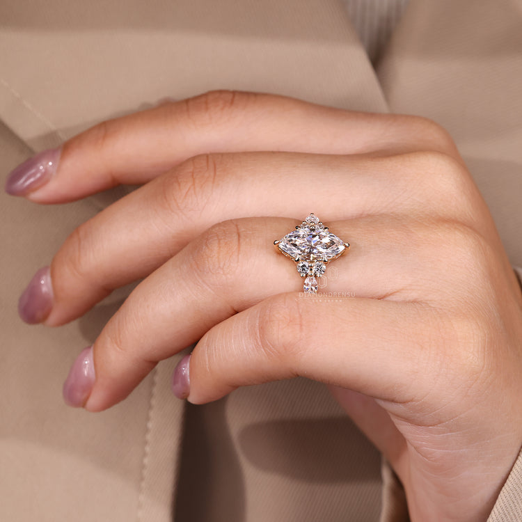 IGI certified marquise ring with six claw prongs.