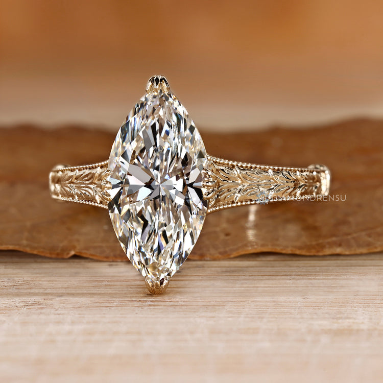 IGI certified marquise diamond solitaire ring.