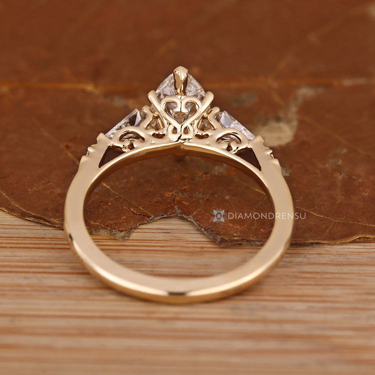 IGI certified lab grown diamond marquise ring.