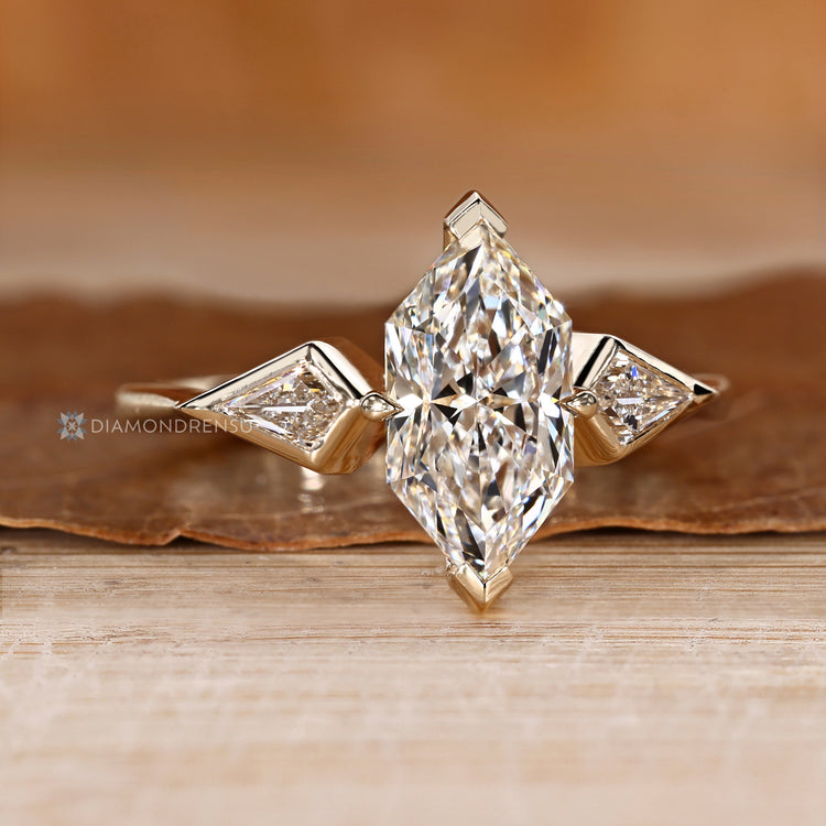 Lab grown diamond ring with tapered shank.