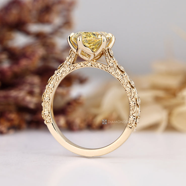 Handmade yellow Dutch marquise diamond engagement ring.