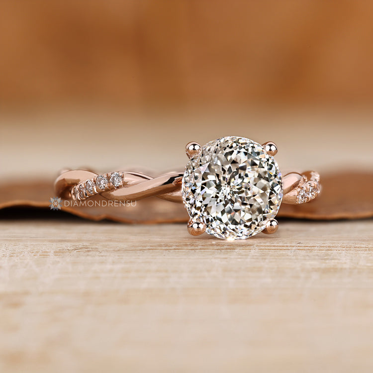Lab grown diamond ring with four prong setting.